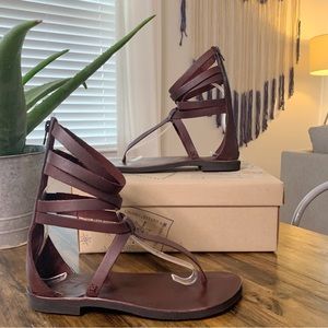 NWT FREE PEOPLE Anya Gladiator Sandal Oxblood Size 36 Size 6 Genuine Leather